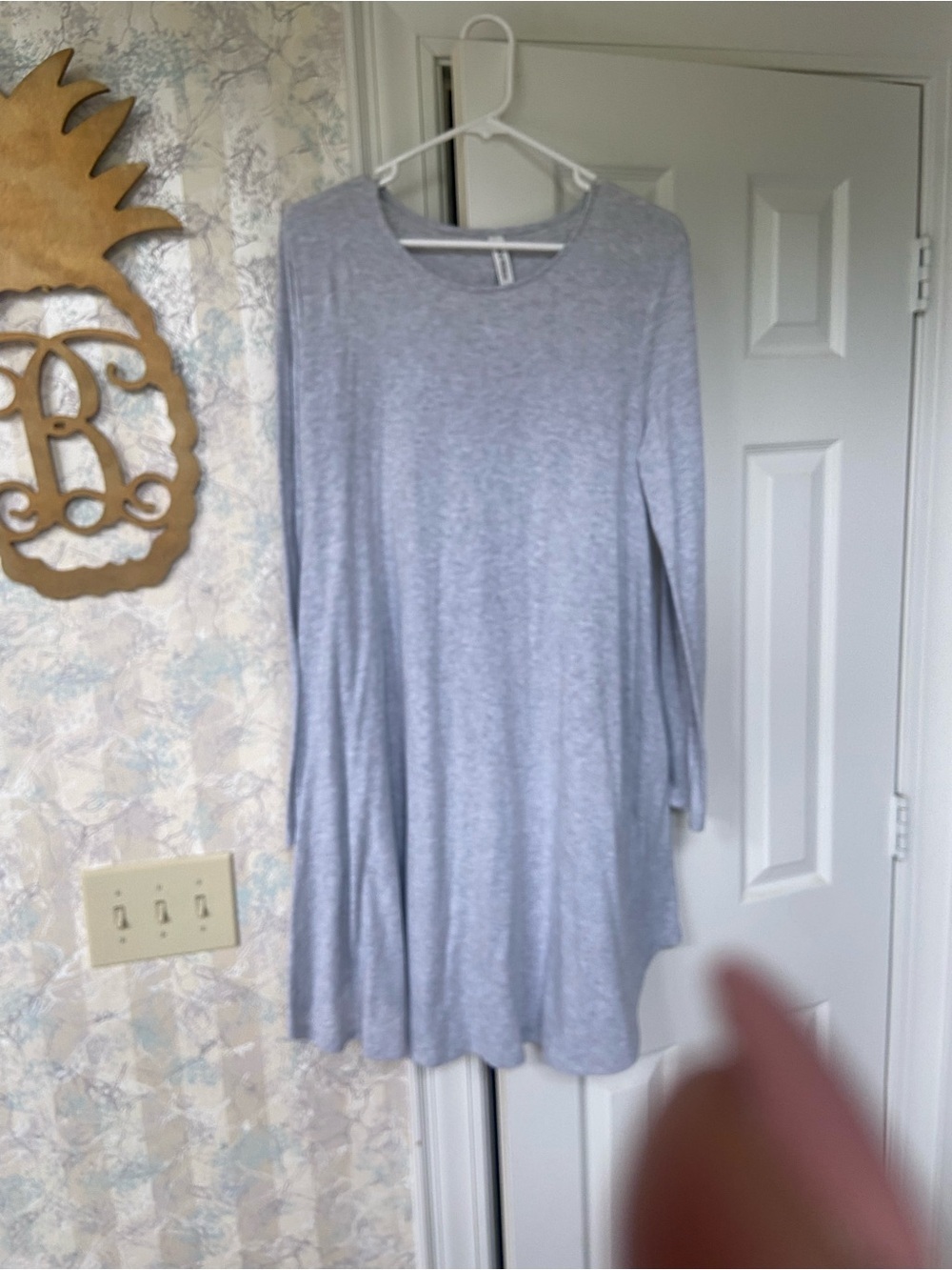 Light Gray Long Sleeve Swing Dress - Women's